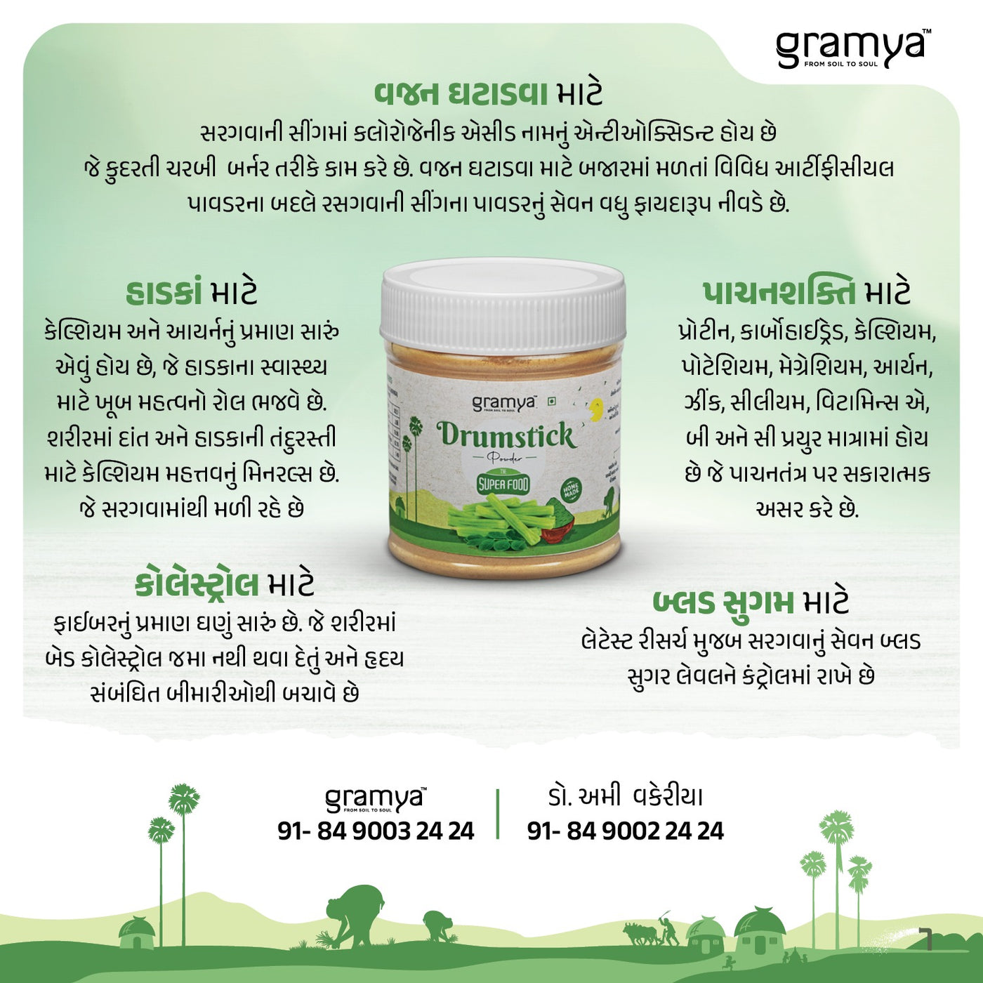 Drumstick Powder / સરગવાની સિંગનો પાવડર - Gramya Store